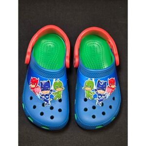 Crocs Kids Fun Lab PJ Masks Clogs Blue Green Red‎ Size C9 Catboy Owlette Gekko